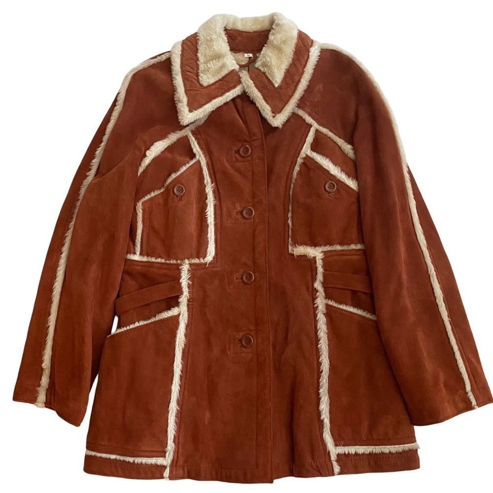 Vintage P.B.D. International Suede Sherpa Trim Coat